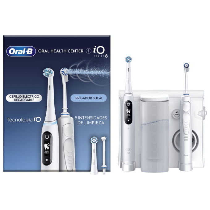 Oral-B IO6 OXYJET Spazzolino elettrico e Idropulsore Tecnologia Microbollicine 5 modalita' con Timer colore Bianco