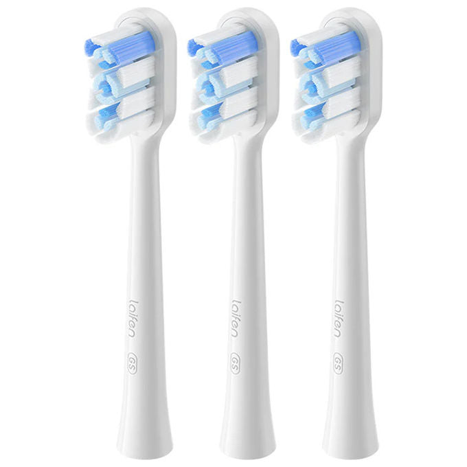 Laifen 30102-000022 Wave Testine di Ricambio per Spazzolino Elettrico Super-Clean 6 Pezzi Setole DuPont colore Bianco