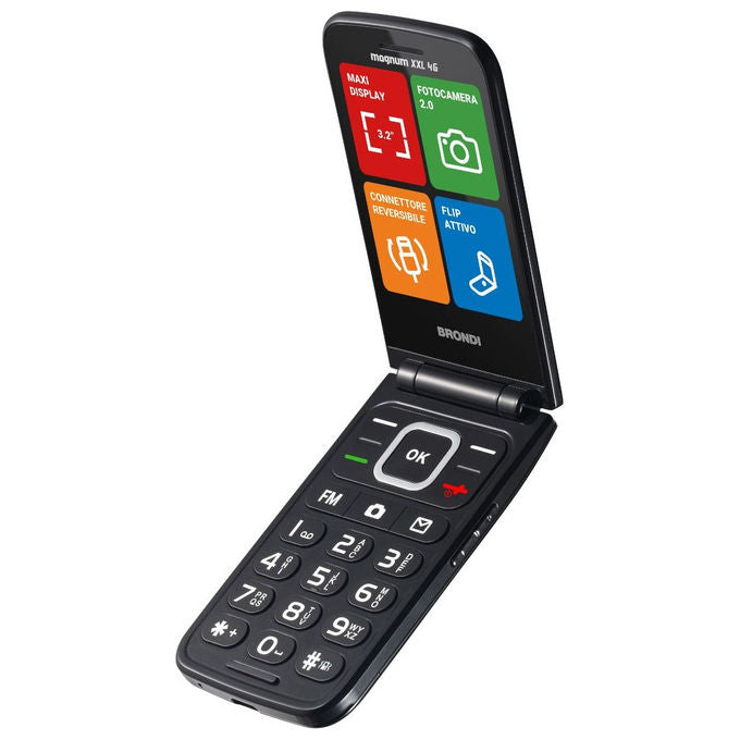 Brondi MAGNUM XXL 4G Telefono Cellulare a Conchiglia Dual SIM 4G Display 3.2'' Fotocamera 2 MP Bluetooth 5.1 colore Nero