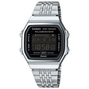 Casio ABL-100WE-1BEF Vintage Orologio Digitale Unisex Bluetooth Contapassi 5 Allarmi Calendario Perpetuo colore Argento