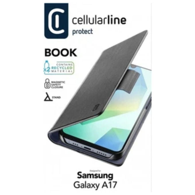 CELLULARLINE BOOK3GALA17K Book Custodia a Libro Samsung Galaxy A17 Similpelle Chiusura Magnetica Tasca Portacarte colore Nero
