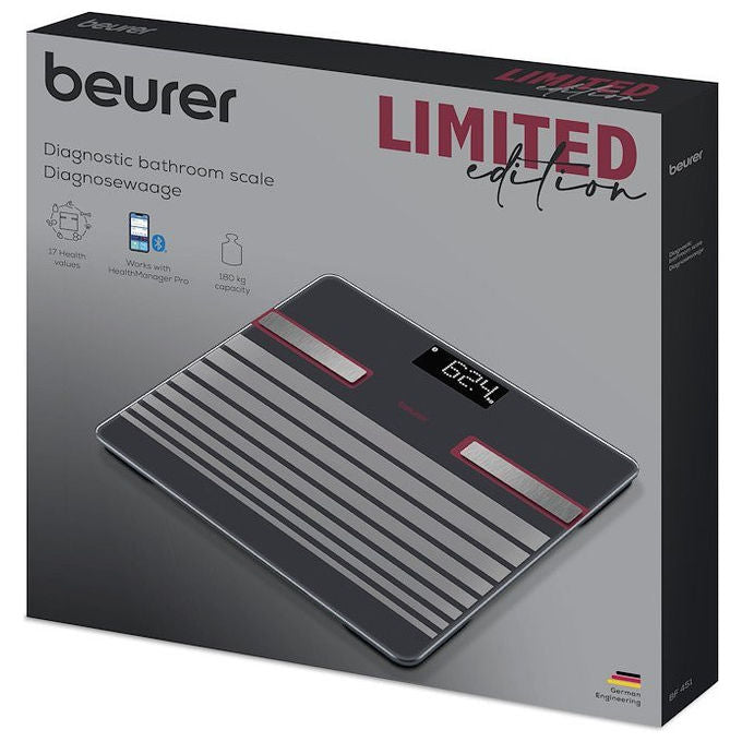 Beurer BF451BT Bilancia Pesapersone Diagnostica Bluetooth 17 Parametri BIA 8 Utenti 180 Kg colore Nero