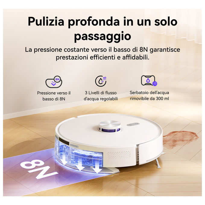 Narwal CP-ZD-A00198-00-00 Freo S Robot Aspirapolvere Lavapavimenti LDS 8000 Pa 3.5 L autonomia 210 min Wi-Fi App Mappatura 3D colore Bianco