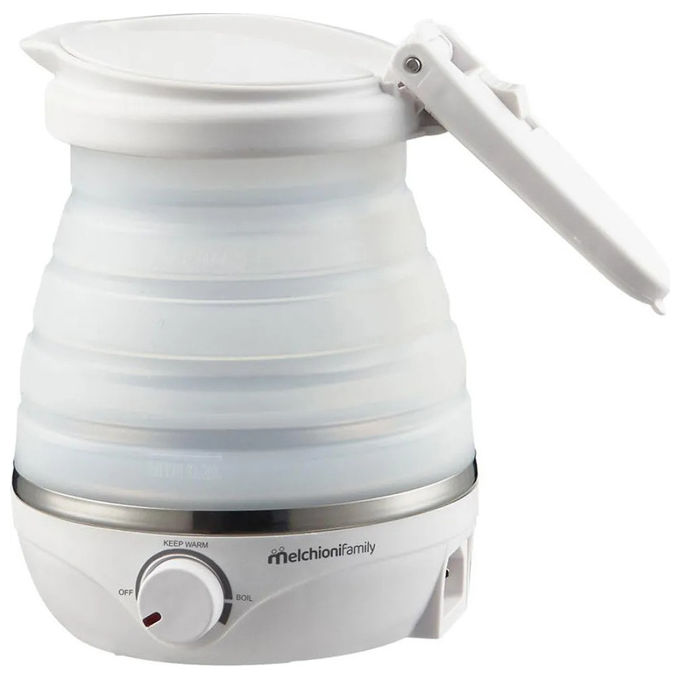 Melchioni MRS KETTLE Bollitore Elettrico Pieghevole da Viaggio 0.6 L 800 W Doppio Voltaggio colore Bianco