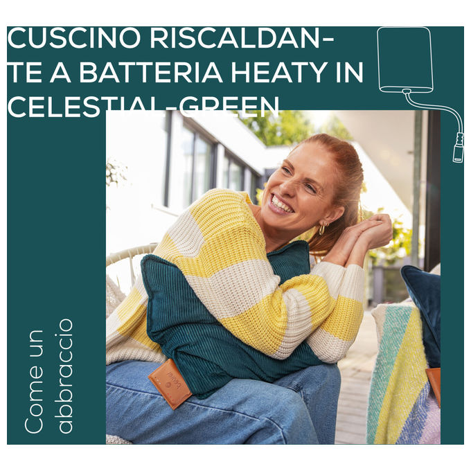 Beurer HK77 Heaty Cuscino Riscaldante Senza Fili 45x45 cm 3 Livelli di Temperatura Autonomia 4h colore Blu