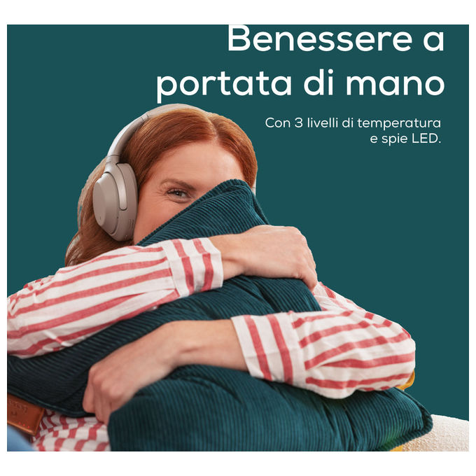 Beurer HK77 Heaty Cuscino Riscaldante Senza Fili 45x45 cm 3 Livelli di Temperatura Autonomia 4h colore Blu