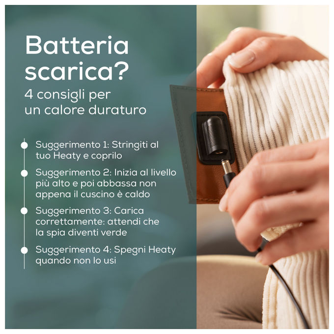 Beurer HK77 Heaty Cuscino Riscaldante Senza Fili 45x45 cm 3 Livelli di Temperatura Autonomia 4h colore Blu