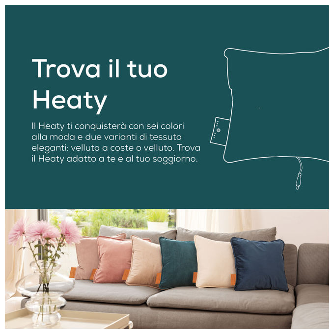 Beurer HK77 Heaty Cuscino Riscaldante Senza Fili 45x45 cm 3 Livelli di Temperatura Autonomia 4h colore Blu