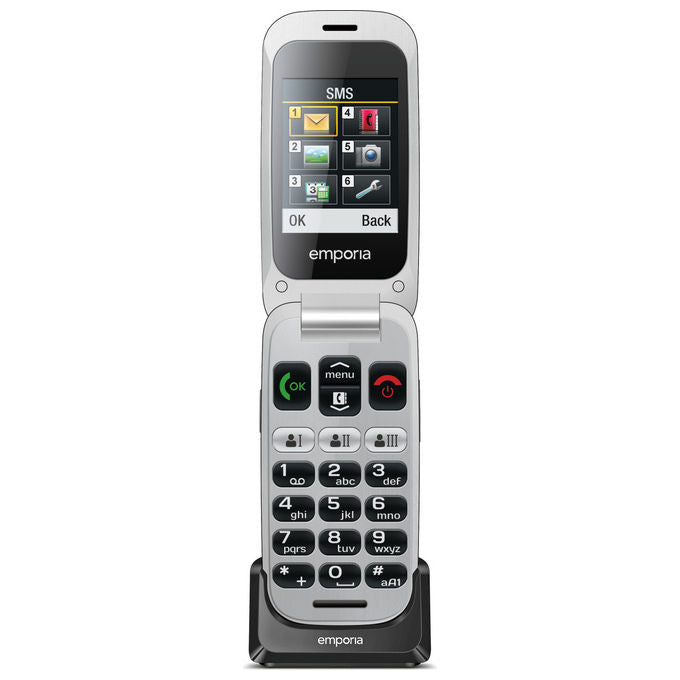 Emporia V200_001_SG emporiaONE Telefono per Anziani a Conchiglia 2G 2.4'' 2 MP Bluetooth IP54 colore Grigio Argento