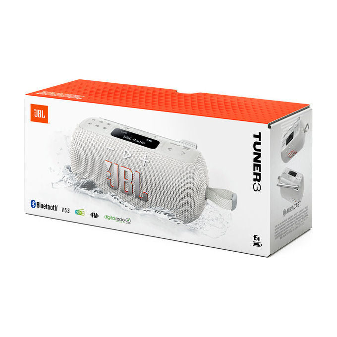 JBL TUNER3WHT TUNER 3 Radio Portatile DAB DAB+ FM Bluetooth 5.3 7W IP68 12h colore Bianco