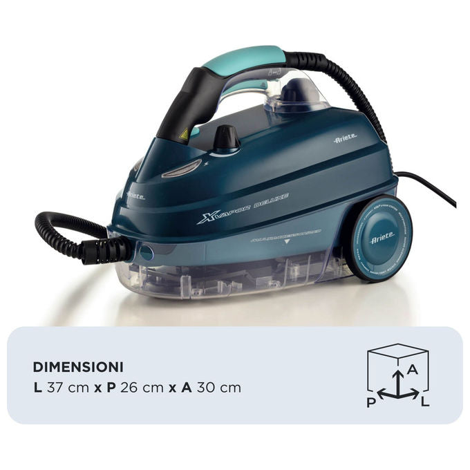 Ariete 4146 XVapor Deluxe Pulitore a Vapore Portatile 1500W 5 bar Caldaia 1,6 L Autonomia 60 min Cavo 6 m colore Blu