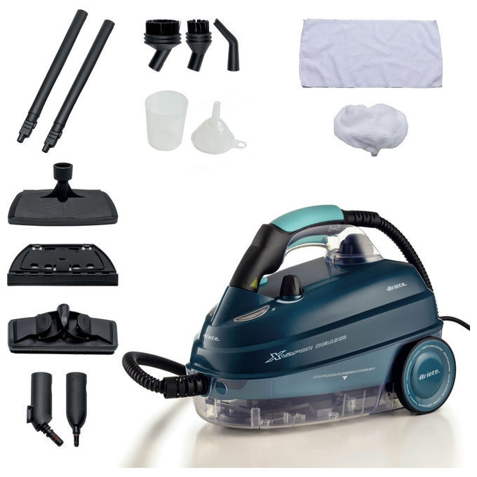 Ariete 4146 XVapor Deluxe Pulitore a Vapore Portatile 1500W 5 bar Caldaia 1,6 L Autonomia 60 min Cavo 6 m colore Blu