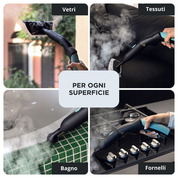 Ariete 4146 XVapor Deluxe Pulitore a Vapore Portatile 1500W 5 bar Caldaia 1,6 L Autonomia 60 min Cavo 6 m colore Blu
