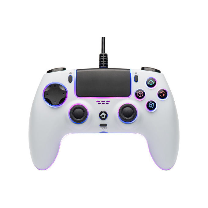 Qubick COP50016 Controller Cablato per PS5 e PC USB-C RGB Hall Effect Touchpad Vibrazione Doppio Motore colore Bianco