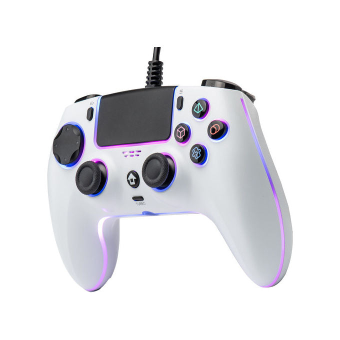 Qubick COP50016 Controller Cablato per PS5 e PC USB-C RGB Hall Effect Touchpad Vibrazione Doppio Motore colore Bianco