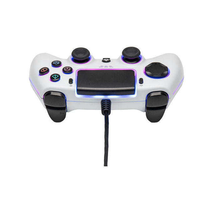 Qubick COP50016 Controller Cablato per PS5 e PC USB-C RGB Hall Effect Touchpad Vibrazione Doppio Motore colore Bianco