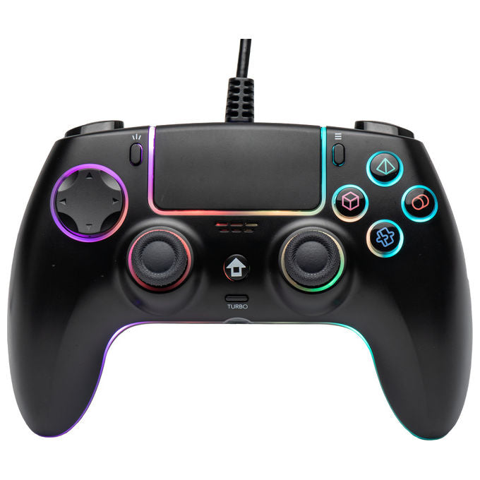 Qubick COP50015 Controller Wired per PS5 e PC LED RGB Hall Effect Touchpad Jack Audio 3.5 mm cavo USB-C 3 m colore Nero