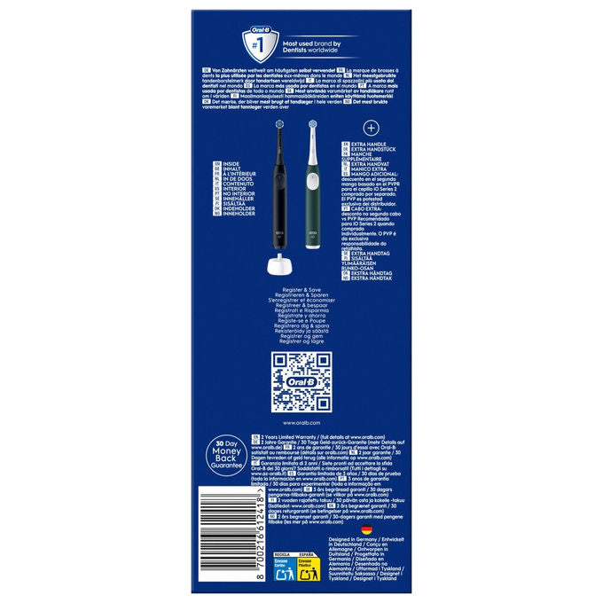 Oral-B 62418 iO Series 2 Spazzolino elettrico a vibrazione 3 modalita' timer 2 min colore Nero Verde