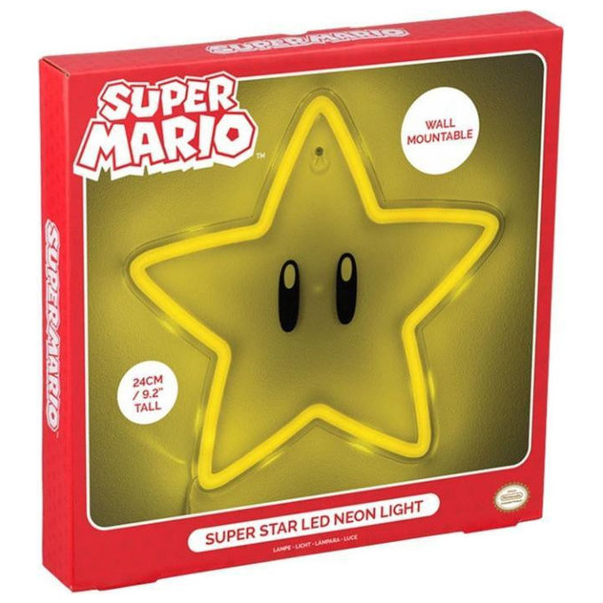Paladone PP14711NNVN Super Mario Lampada Neon LED da Parete Stella 24 cm alimentazione USB colore Giallo