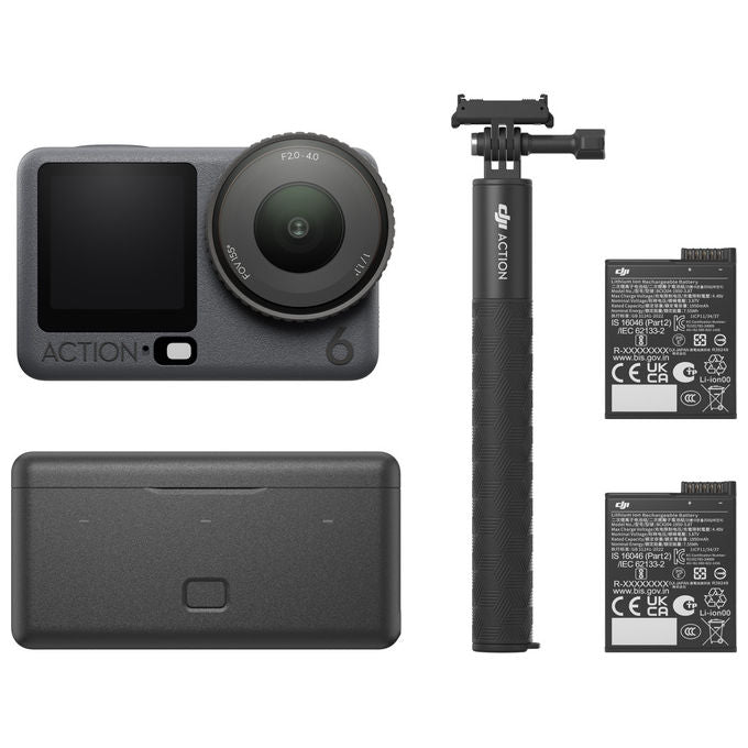 DJI CP.OS.00000506.04 Osmo Action 6 Adventure Combo Action Camera 4K 38MP Wi-Fi 6 impermeabile 20m 3 batterie colore Nero