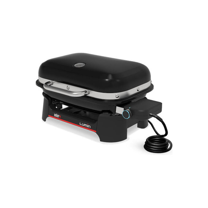 Weber 1502044 Lumin Compact Barbecue Elettrico Da Tavolo 2200W 315°C Griglia Ghisa 43x28 cm colore Nero