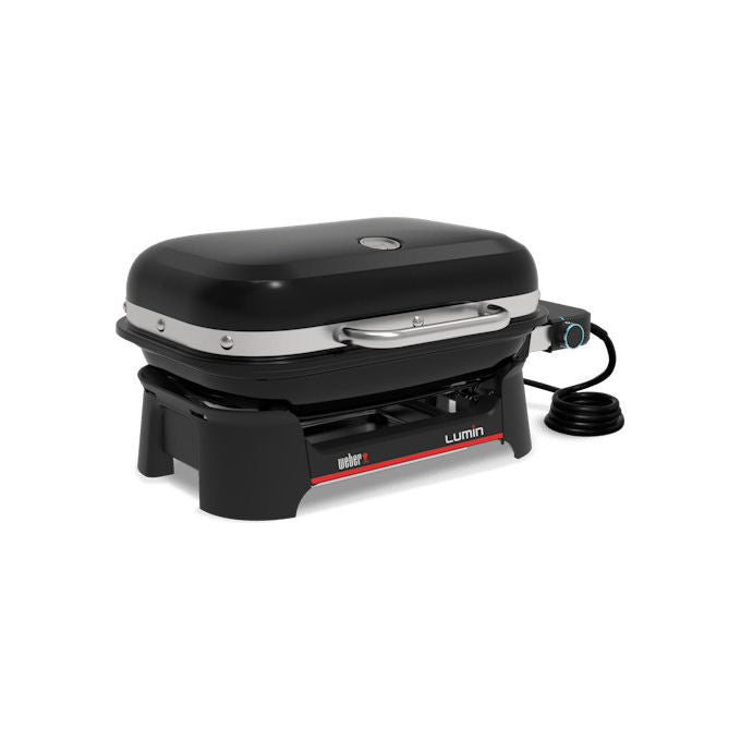 Weber 1502044 Lumin Compact Barbecue Elettrico Da Tavolo 2200W 315°C Griglia Ghisa 43x28 cm colore Nero