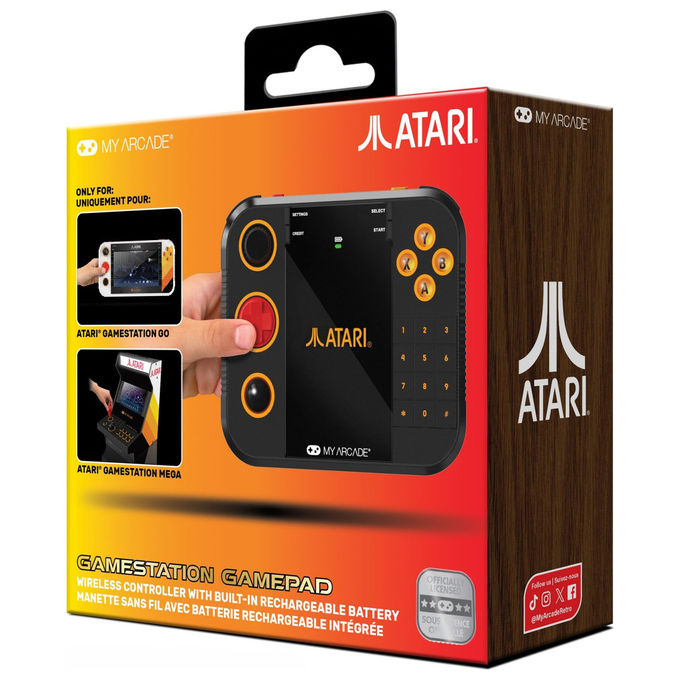 MY ARCADE DGUNL-7152 Gamepad Wireless Retrogaming Atari Gamestation Go e Mega SmartGlow Batteria Ricaricabile colore Nero