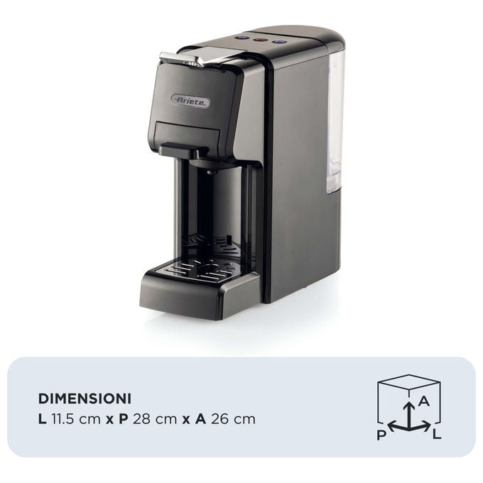 Ariete 1304 Macchina da caffe' 5in1 Capsule Nespresso Dolcegusto Lavazza A Modo Mio Cialde Polvere 0,7L 19 bar 1350W colore Nero