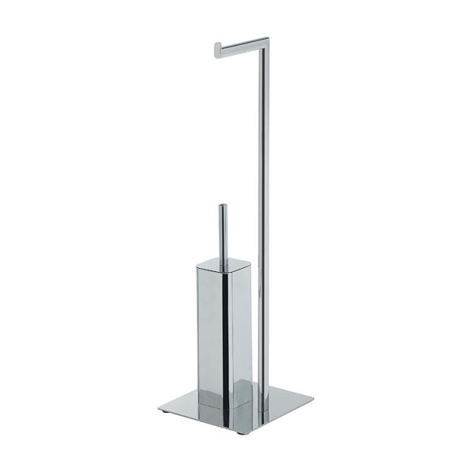 Gedy 1332 Felix Piantana Portarotolo e Scopino WC Acciaio Inox Base Quadrata Zavorrata colore Cromato