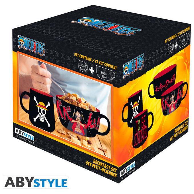 ABYstyle ABYTAB127 One Piece Set Colazione Tazza e Ciotola Luffy Ceramica 350 ml colore Multicolore