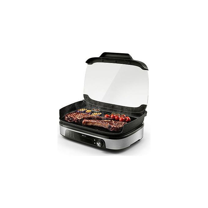 Philips HD6212-90 Griglia Elettrica da Tavolo 2400 W Affumicatore Infusore Aromi Piastre Maifan 1250 cm² colore Nero