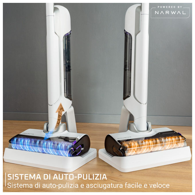 Rowenta GZ7035 X-Clean 10 Aspirapolvere a Bastone 2 in 1 Secco e Bagnato 200 W Autonomia 60 min Autopulizia 400 m² colore Argento Bianco
