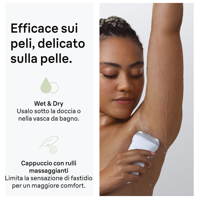 Braun 7-041 Silk-épil 7 Epilatore Wet and Dry MicroGrip Senza Fili 40 pinzette 2 velocita' autonomia 40 min colore Bianco