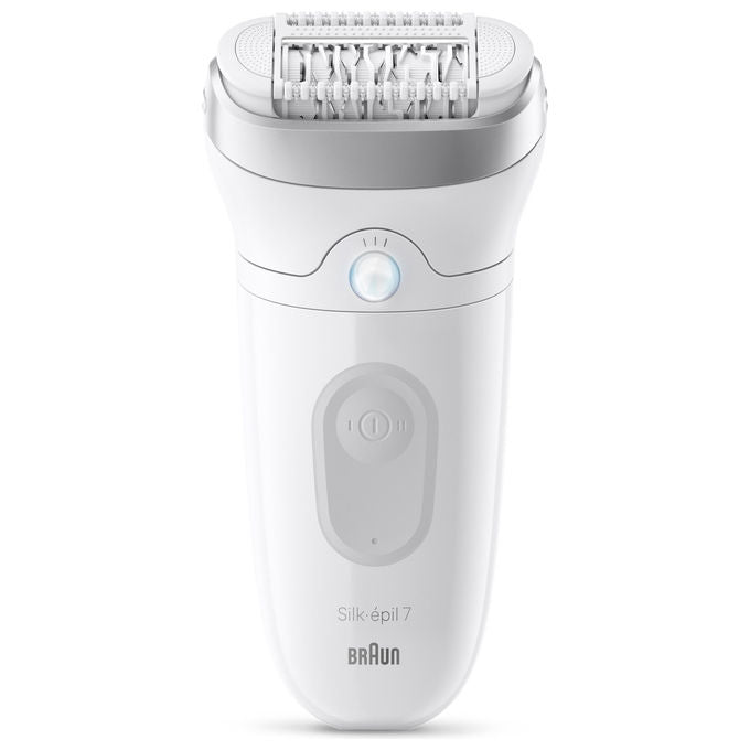Braun SE7-000 Silk-épil 7 Epilatore Wet and Dry 40 pinzette MicroGrip Testina larga SmartLight colore Argento