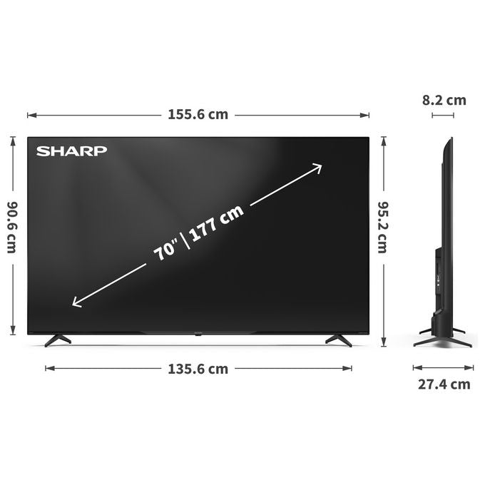 Sharp 70HP5265E TV QLED 70'' 4K Ultra HD Smart TV Google TV Dolby Vision Dolby Atmos Wi-Fi colore Nero