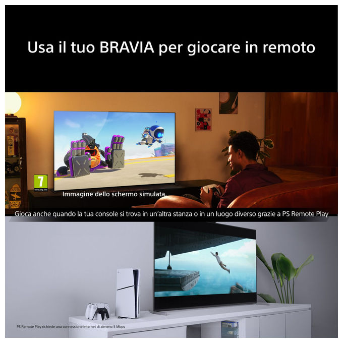 Sony K-55XR75M2 BRAVIA 7 II Smart TV 55'' 4K Ultra HD LED RGB Google TV Dolby Vision Atmos Wi-Fi 6E colore Nero