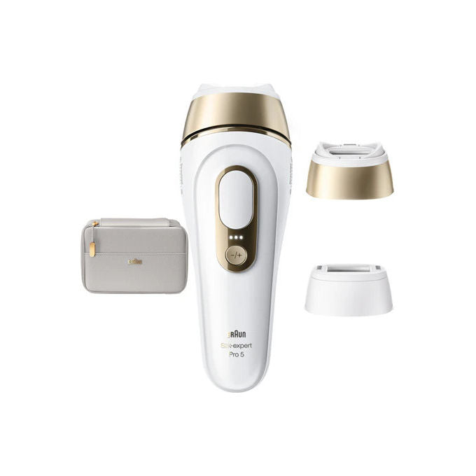 Braun PL5210 Silk-expert Pro 5 Epilatore a Luce Pulsata IPL 10 livelli intensita' sensore tono pelle 400000 lampi colore Oro Bianco