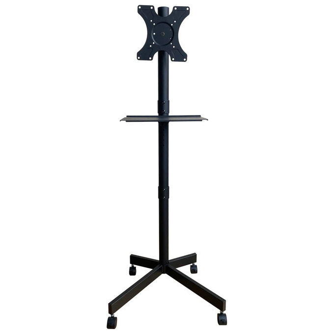 Techly ICA-TR201 Supporto TV da Pavimento con Mensola 32'' 60'' VESA 300x300 rotazione 360° inclinazione 12° 40 Kg colore Nero