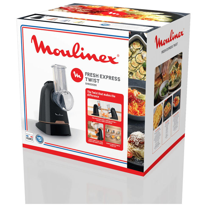 Moulinex DK8638E0 Fresh Express Twist Grattugia Elettrica Tagliaverdure 3 Funzioni 150W colore Nero