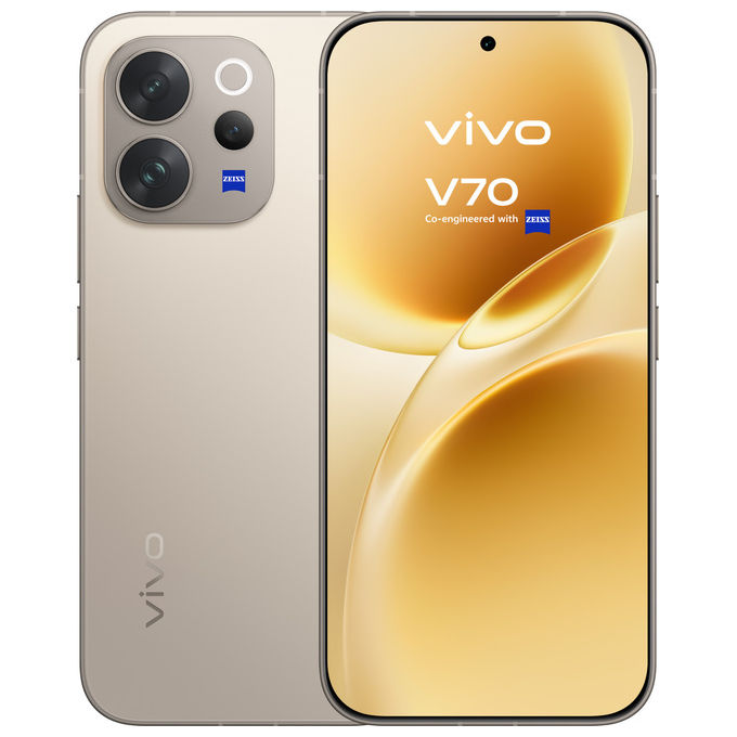 Vivo V70 Smartphone 5G 6,59'' AMOLED 120 Hz Snapdragon 7 Gen 4 8 GB RAM 512 GB Tripla 50 MP 6500 mAh colore Grigio