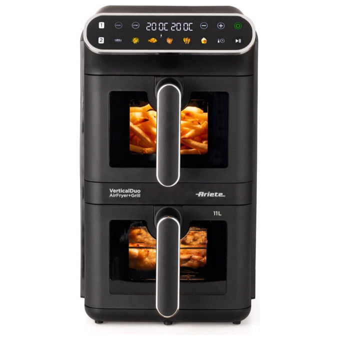 Ariete 4640 Friggitrice ad aria 11 L 2460W Doppia Verticale 2 Cestelli Sync Dual 6 Programmi Grill 200°C colore Nero