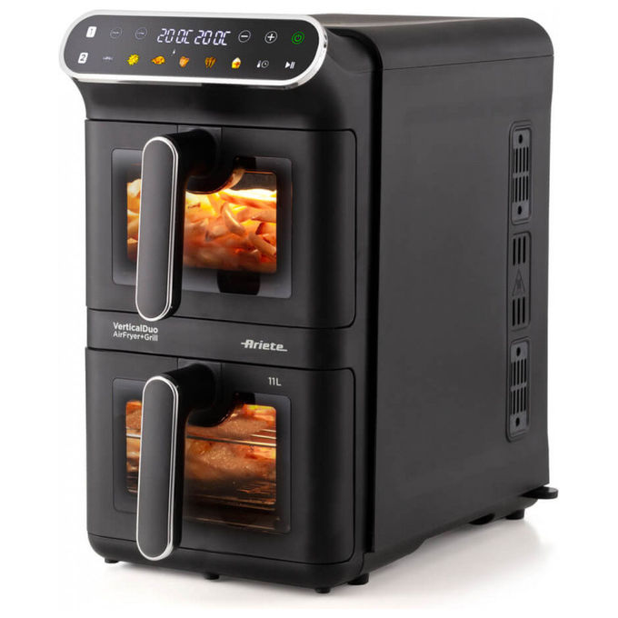 Ariete 4640 Friggitrice ad aria 11 L 2460W Doppia Verticale 2 Cestelli Sync Dual 6 Programmi Grill 200°C colore Nero