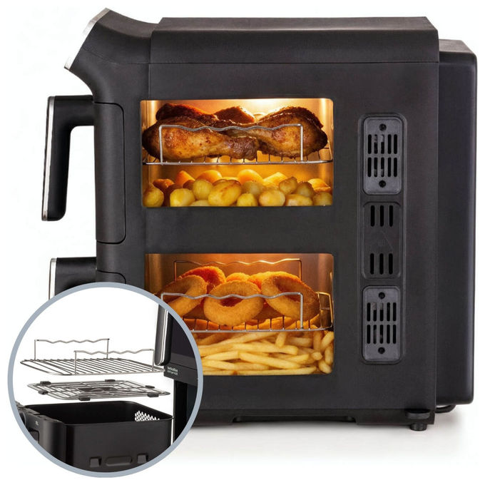 Ariete 4640 Friggitrice ad aria 11 L 2460W Doppia Verticale 2 Cestelli Sync Dual 6 Programmi Grill 200°C colore Nero
