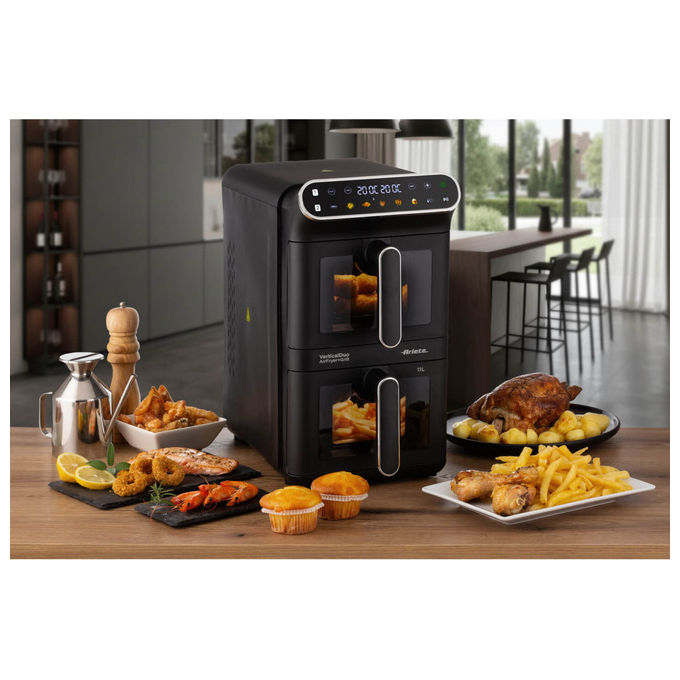 Ariete 4640 Friggitrice ad aria 11 L 2460W Doppia Verticale 2 Cestelli Sync Dual 6 Programmi Grill 200°C colore Nero