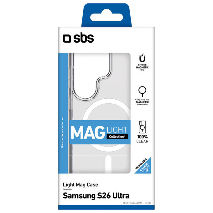 SBS TELIGMAGSAS26UT Light Mag Cover Samsung Galaxy S26 Ultra MagSafe TPU PMMA Ricarica Wireless colore Trasparente