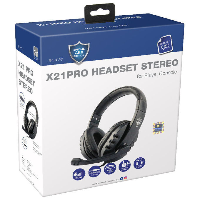 Xtreme 90476 X21PRO Cuffie Gaming Stereo con Microfono Jack 3.5 mm compatibili PS4 PS5 colore Nero Blu