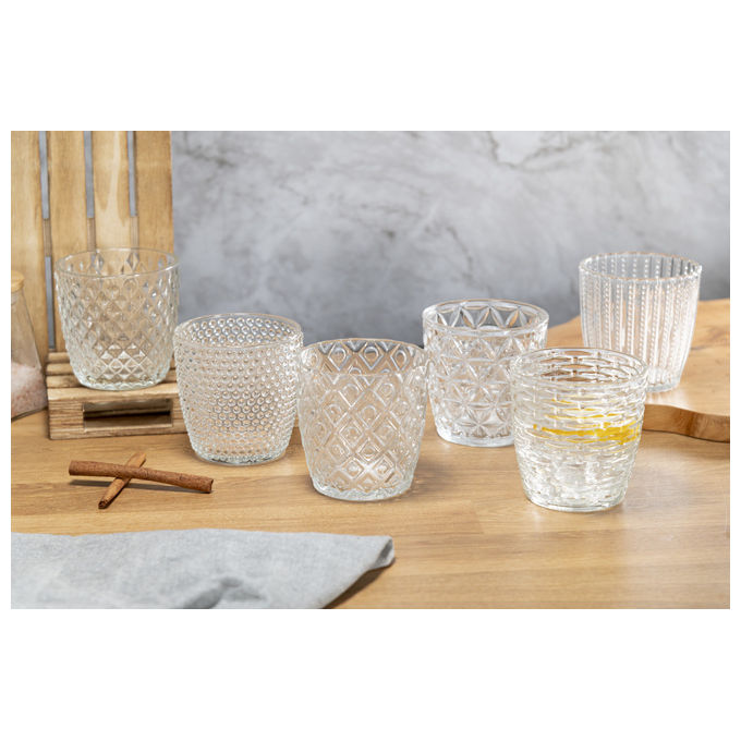 Villa d'Este Home Tivoli 5915939 Geometrie Clear Set 6 Bicchieri da Acqua in Vetro 380 ml colore Trasparente