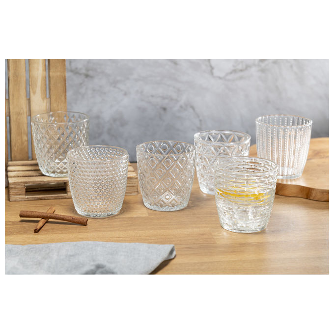 Villa d'Este Home Tivoli 5915939 Geometrie Clear Set 6 Bicchieri da Acqua in Vetro 380 ml colore Trasparente
