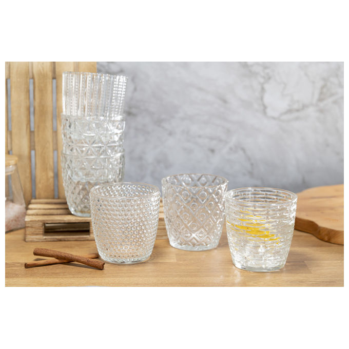 Villa d'Este Home Tivoli 5915939 Geometrie Clear Set 6 Bicchieri da Acqua in Vetro 380 ml colore Trasparente