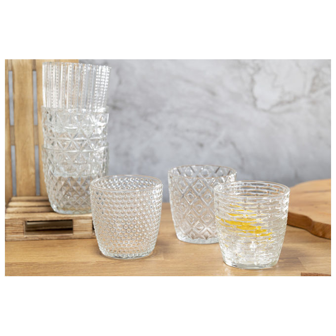 Villa d'Este Home Tivoli 5915939 Geometrie Clear Set 6 Bicchieri da Acqua in Vetro 380 ml colore Trasparente